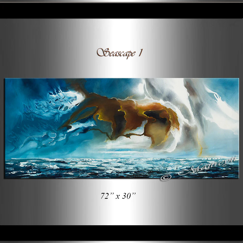 Large Ocean Art Oil Painting on Canvas Modern Wall Art Seascape Painting - Seascape 1