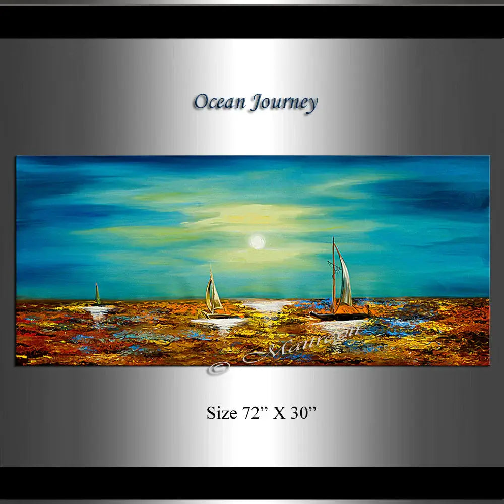 Large Ocean Art Oil Painting on Canvas Modern Wall Art Seascape - Ocean Journey 2