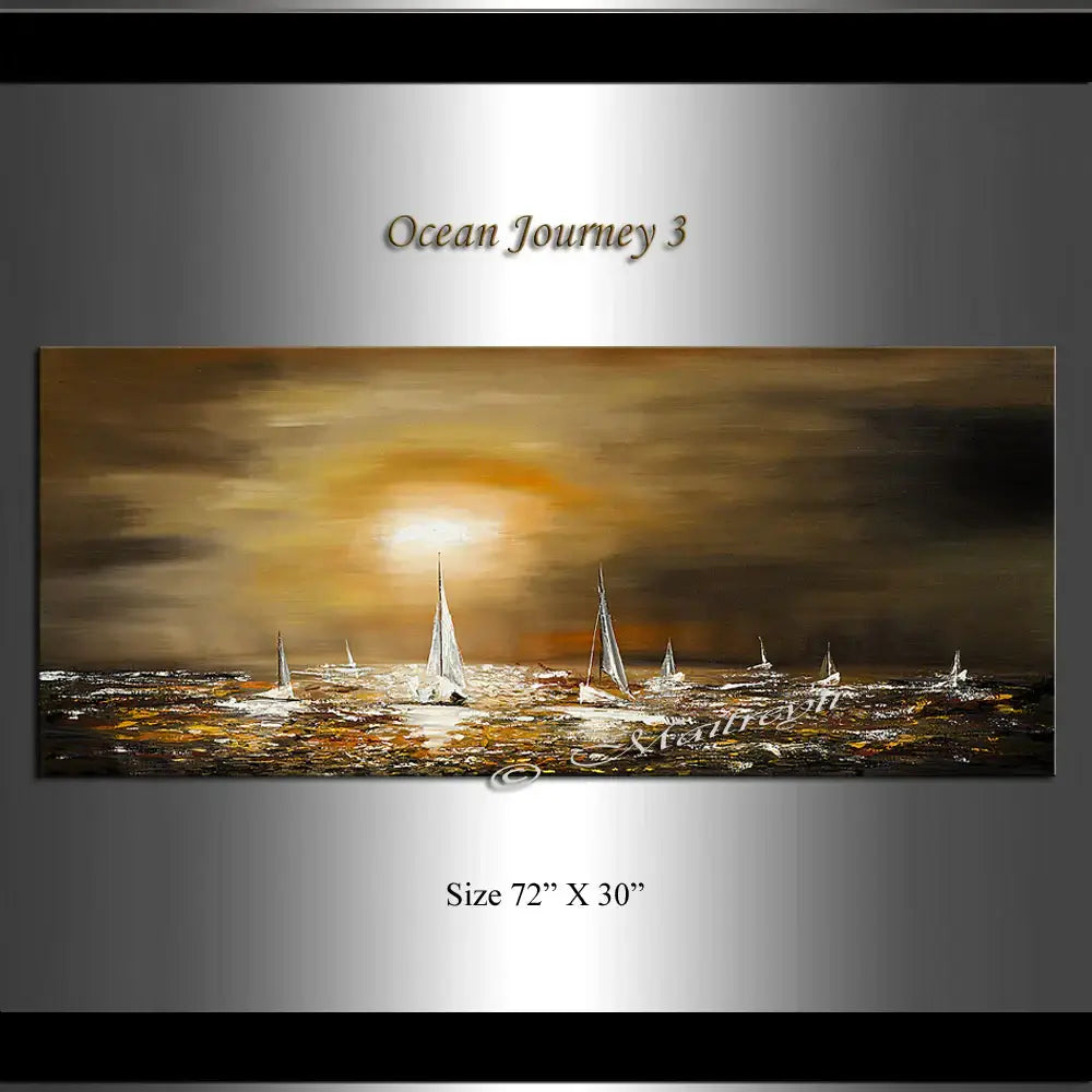Large Ocean Art Oil Painting on Canvas Modern Wall Art Seascape - Ocean Journey 4
