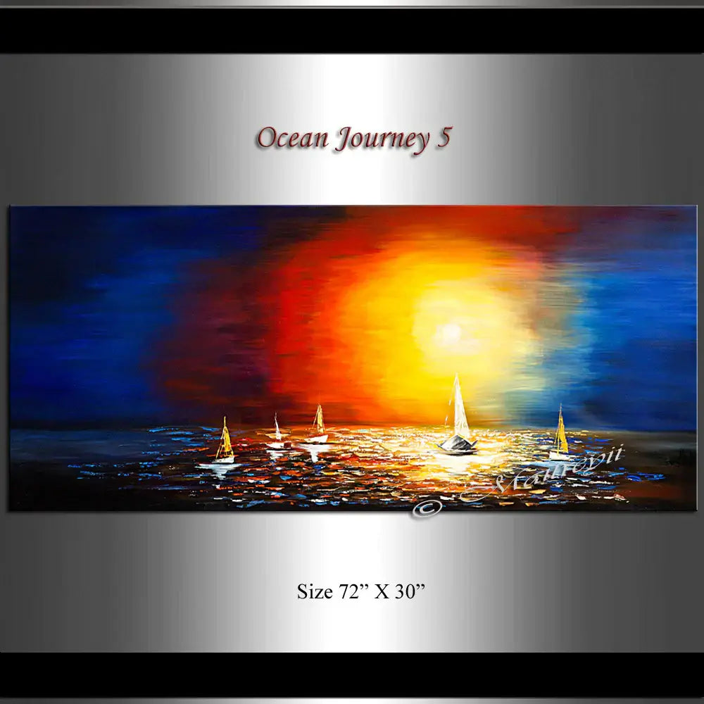 Large Ocean Art Oil Painting on Canvas Modern Wall Art Seascape - Ocean Journey 5