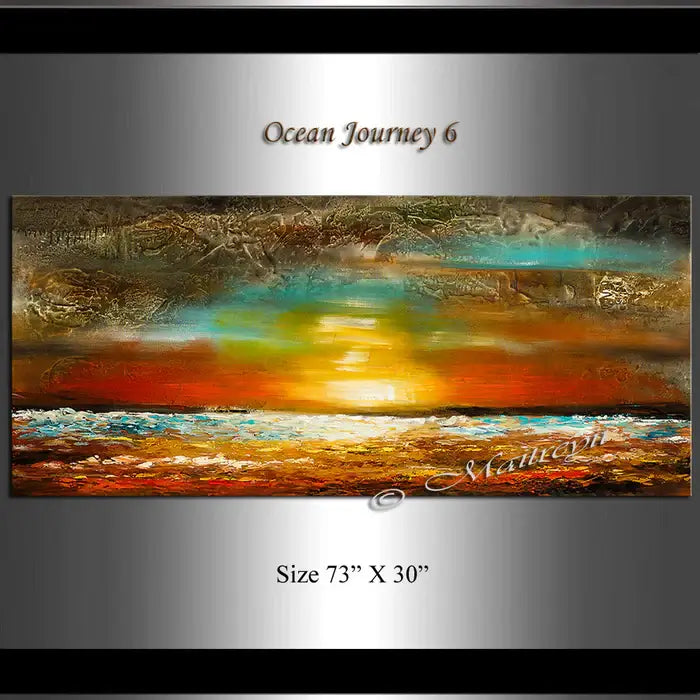 Large Ocean Art Oil Painting on Canvas Modern Wall Art Seascape - Ocean Journey 6