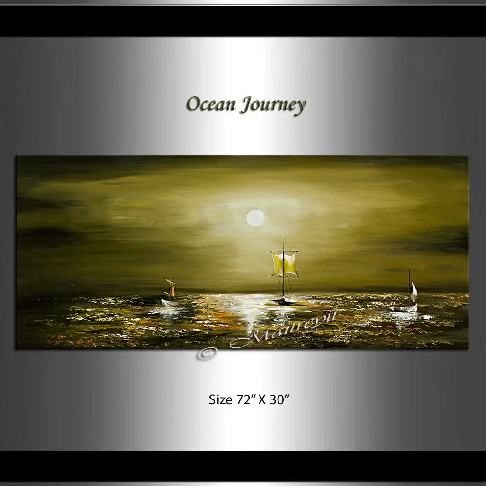 Large Ocean Art Oil Painting on Canvas - Modern Wall Art Seascape - Ocean Journey