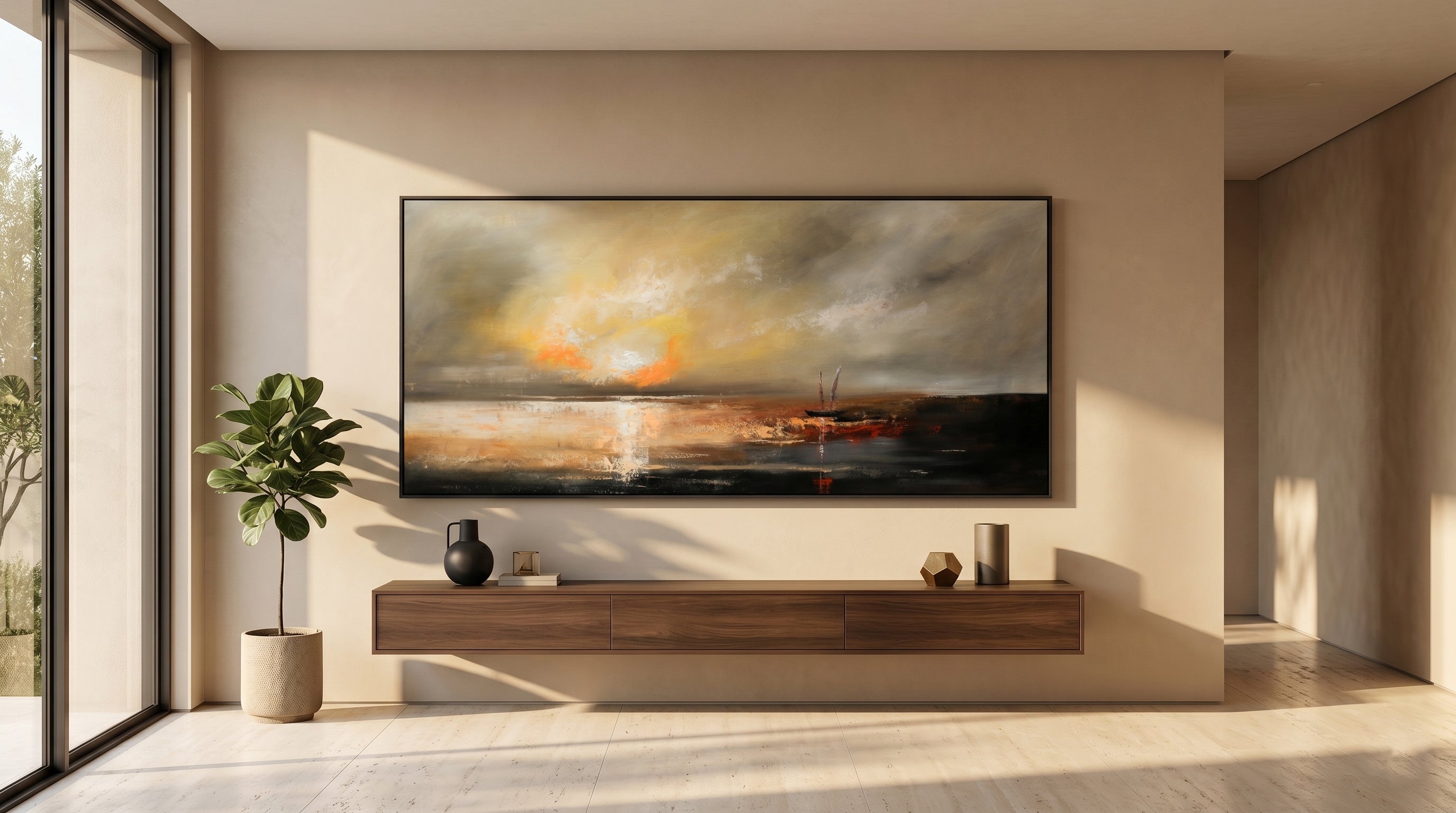 Ocean art in different shade of gold colors for wall decor