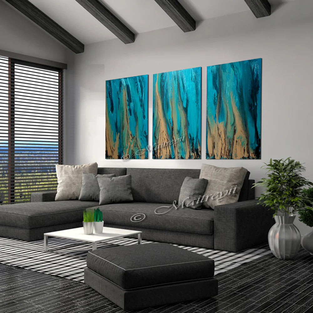 Teal Ocean Paintings Abstract art Ocean Beach Decor Turquoise Large Painting Wall Art- Ocean Beauty 88