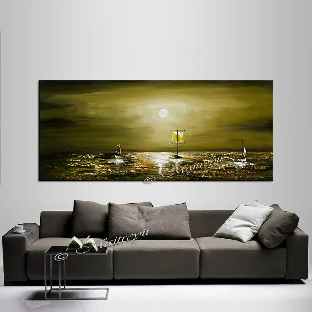 Large Ocean Art Oil Painting on Canvas - Modern Wall Art Seascape - Ocean Journey