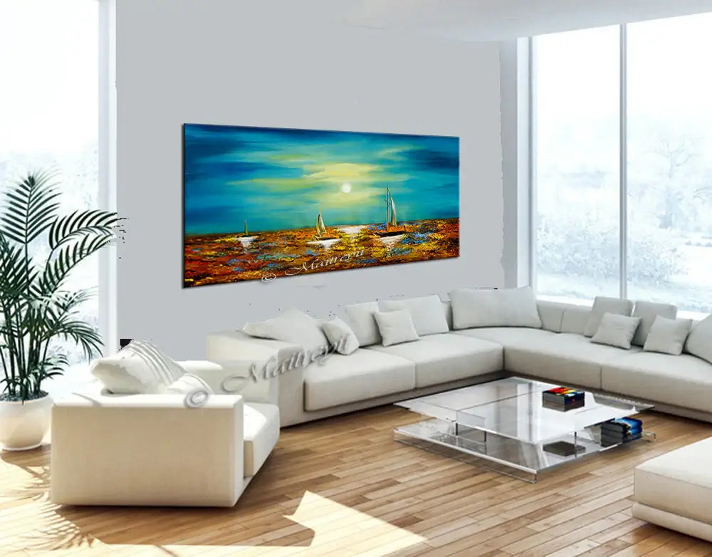 Large Ocean Art Oil Painting on Canvas Modern Wall Art Seascape - Ocean Journey 2