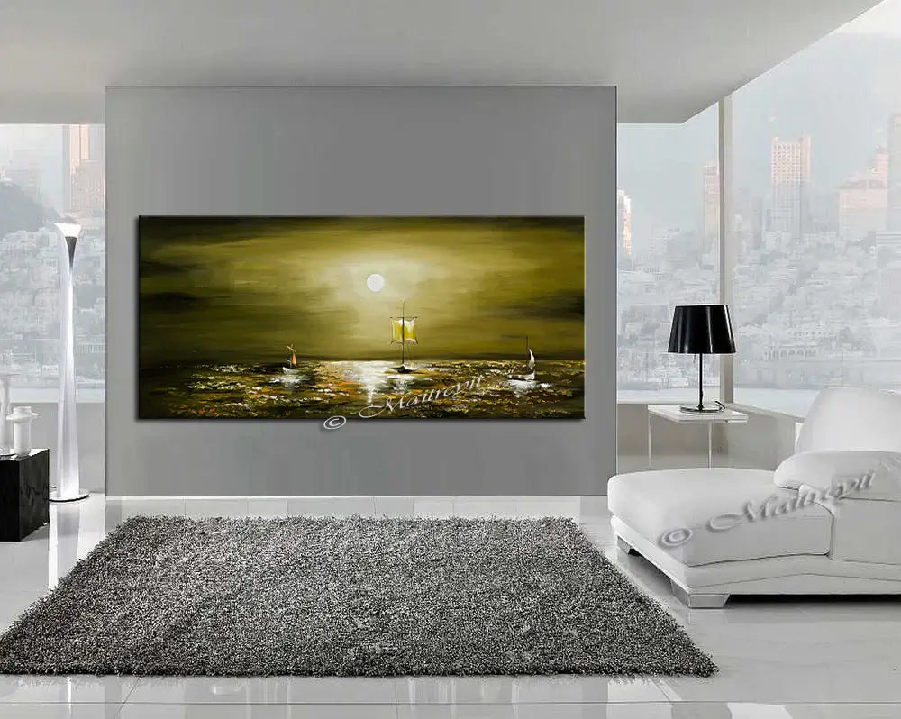 Large Ocean Art Oil Painting on Canvas - Modern Wall Art Seascape - Ocean Journey
