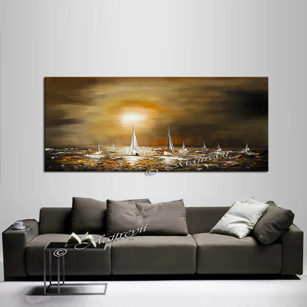 Large Ocean Art Oil Painting on Canvas - Modern Wall Art Seascape - Ocean Journey 3