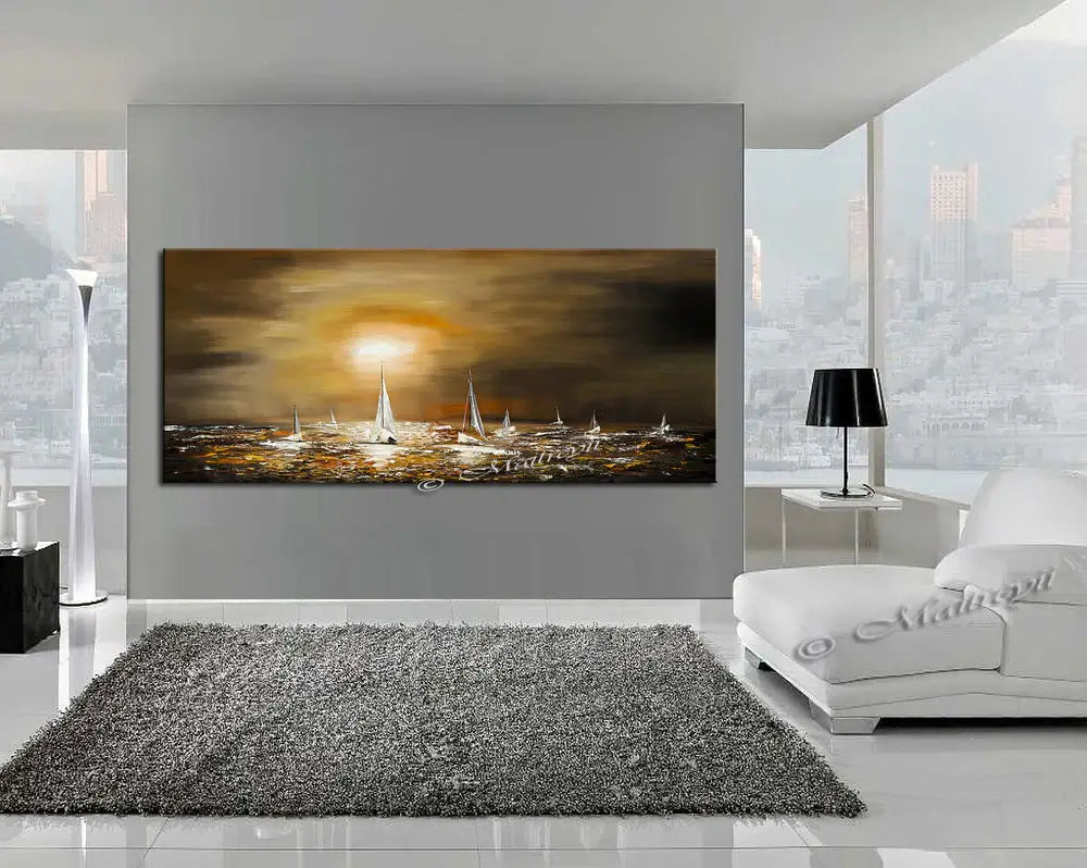 Large Ocean Art Oil Painting on Canvas - Modern Wall Art Seascape - Ocean Journey 3