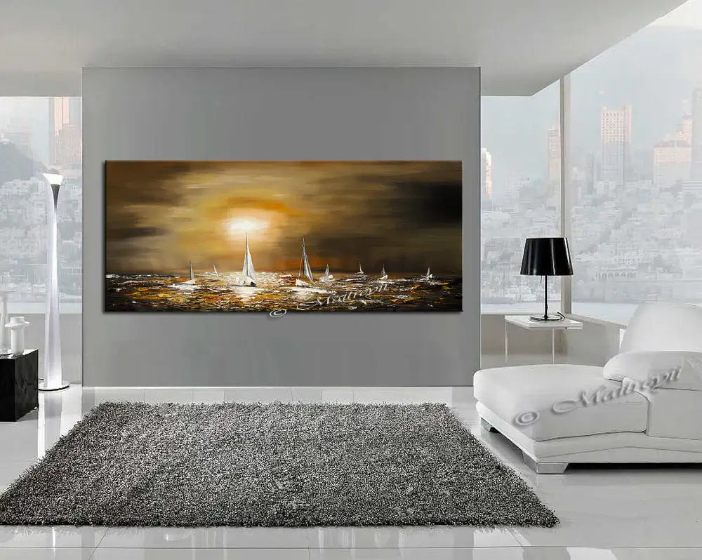 Large Ocean Art Oil Painting on Canvas Modern Wall Art Seascape - Ocean Journey 4