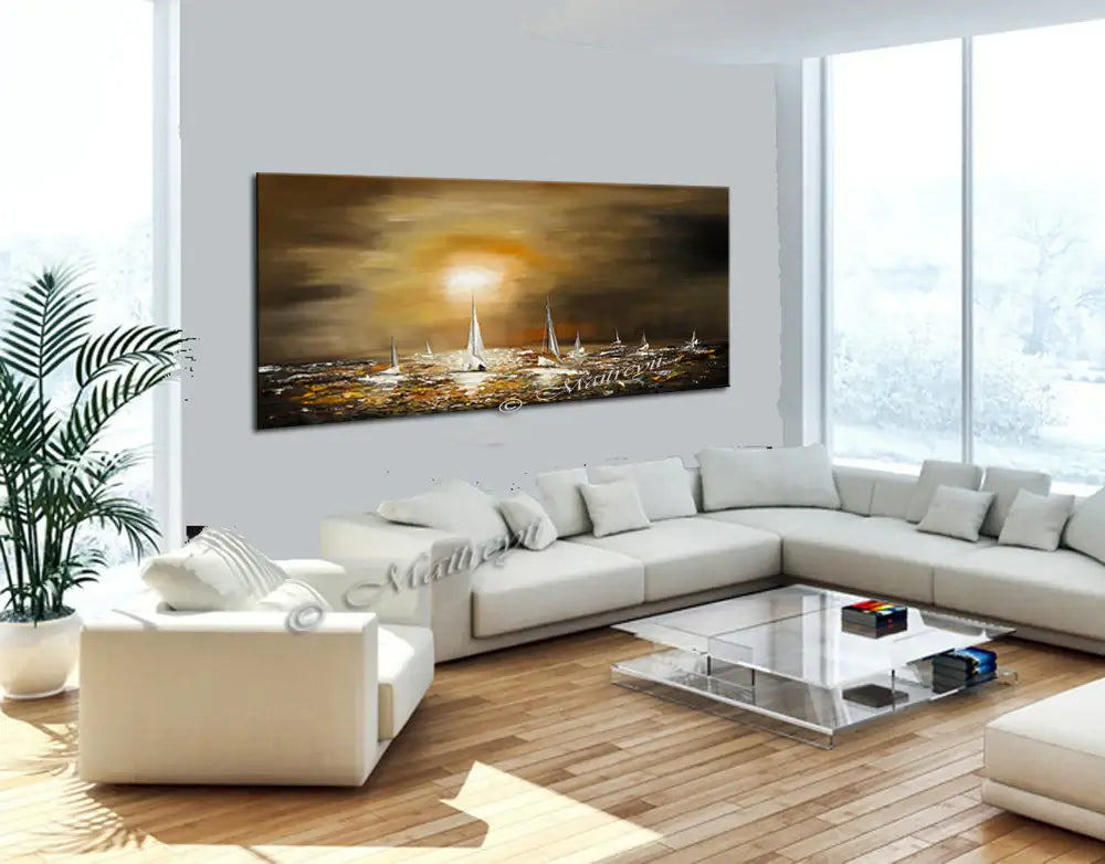 Large Ocean Art Oil Painting on Canvas - Modern Wall Art Seascape - Ocean Journey 3