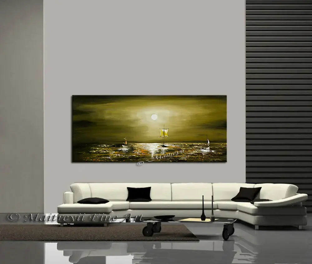 Large Ocean Art Oil Painting on Canvas - Modern Wall Art Seascape - Ocean Journey