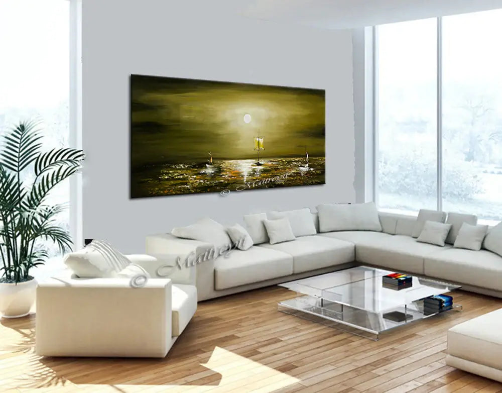 Large Ocean Art Oil Painting on Canvas - Modern Wall Art Seascape - Ocean Journey