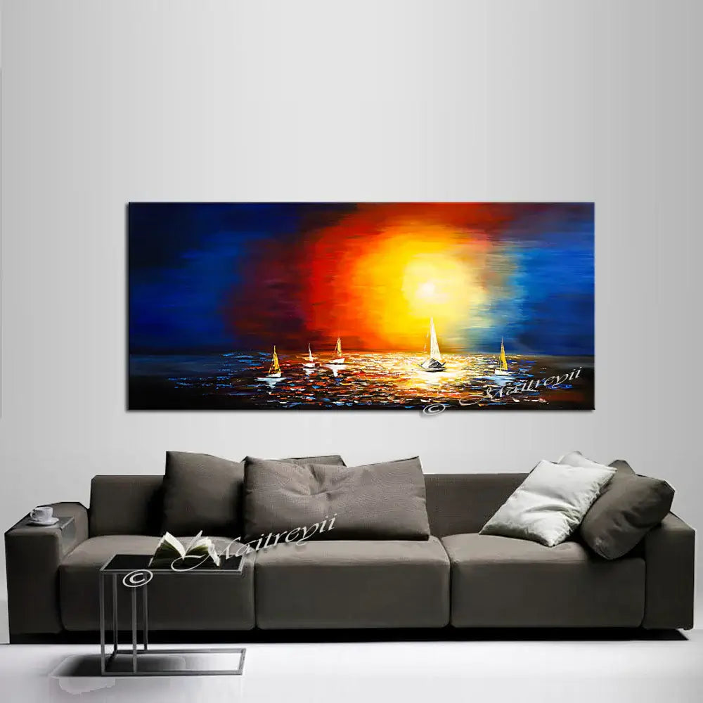 Large Ocean Art Oil Painting on Canvas Modern Wall Art Seascape - Ocean Journey 5