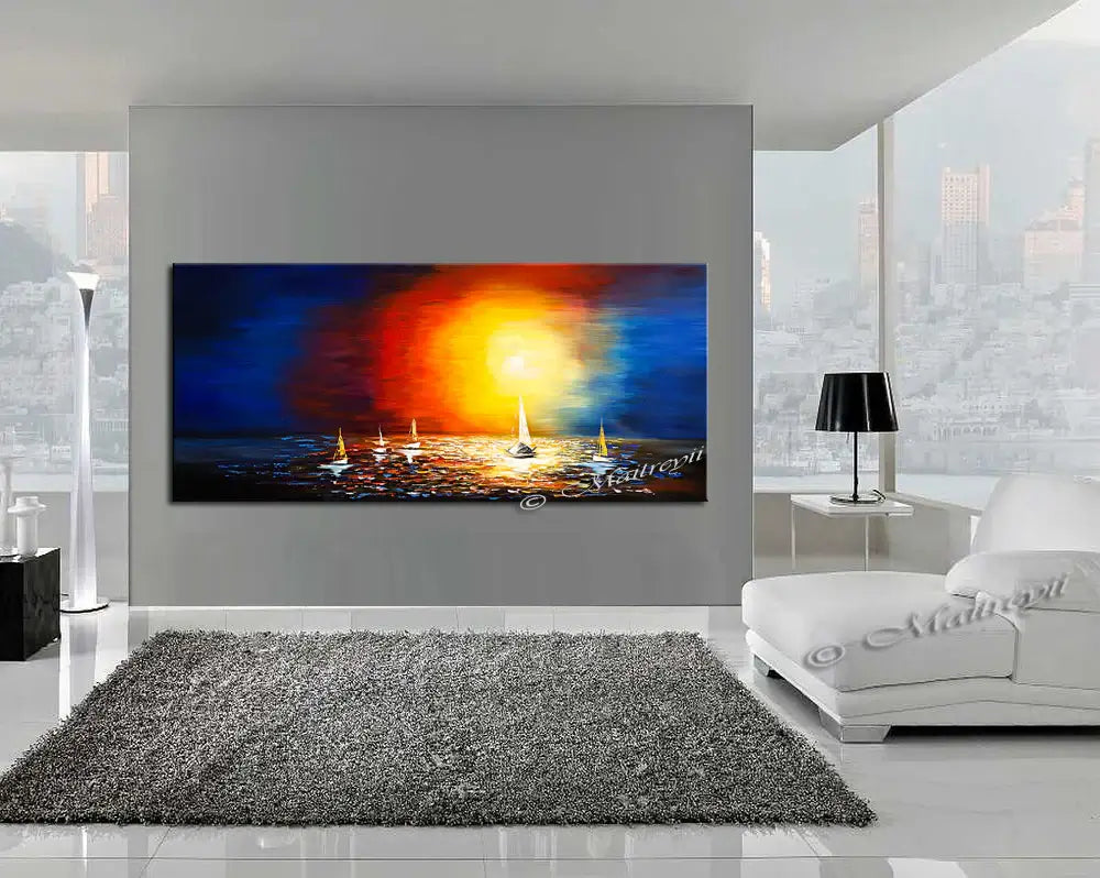 Large Ocean Art Oil Painting on Canvas Modern Wall Art Seascape - Ocean Journey 5
