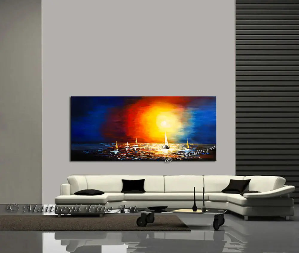 Large Ocean Art Oil Painting on Canvas Modern Wall Art Seascape - Ocean Journey 5