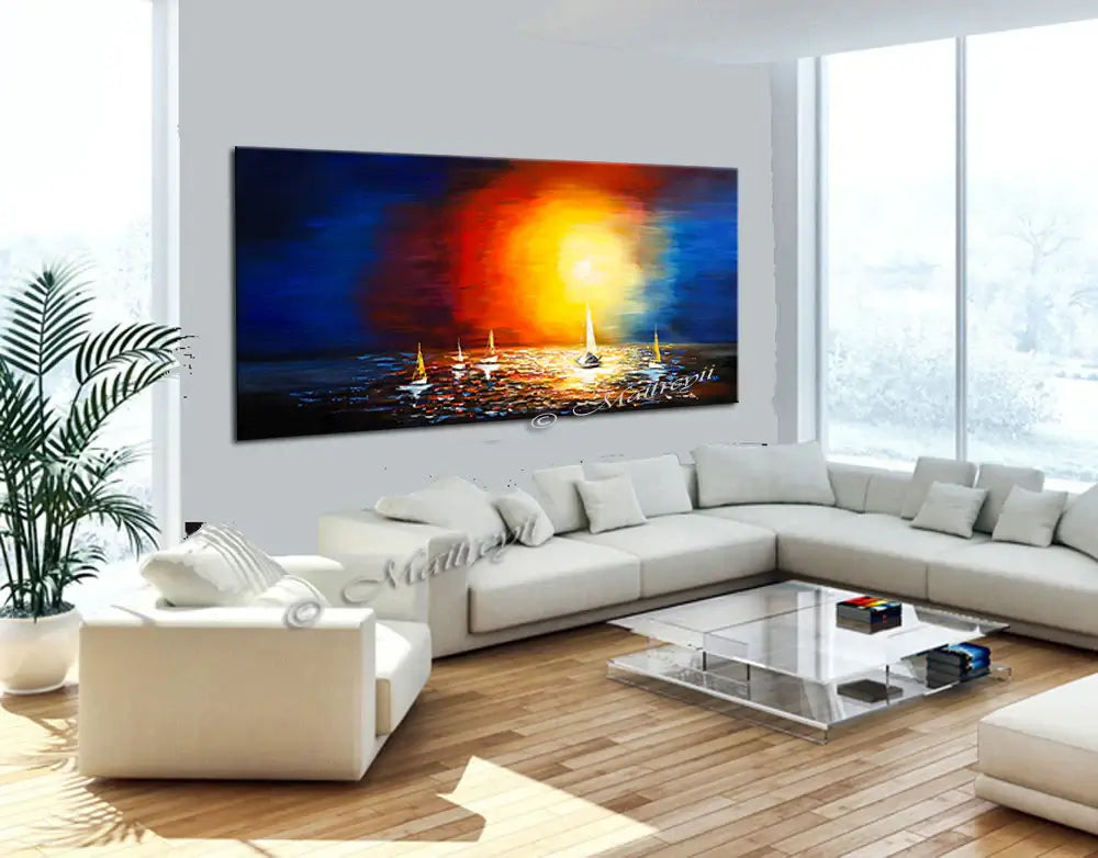 Large Ocean Art Oil Painting on Canvas Modern Wall Art Seascape - Ocean Journey 5