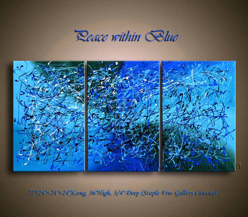 Abstract Canvas Wall Art featuring 'Peace within Blue' - Extra Large Modern Painting by Maitreyii.