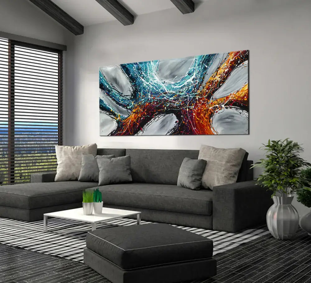 Original Abstract Artwork featuring vibrant colors and rich textures, perfect for modern home decor.