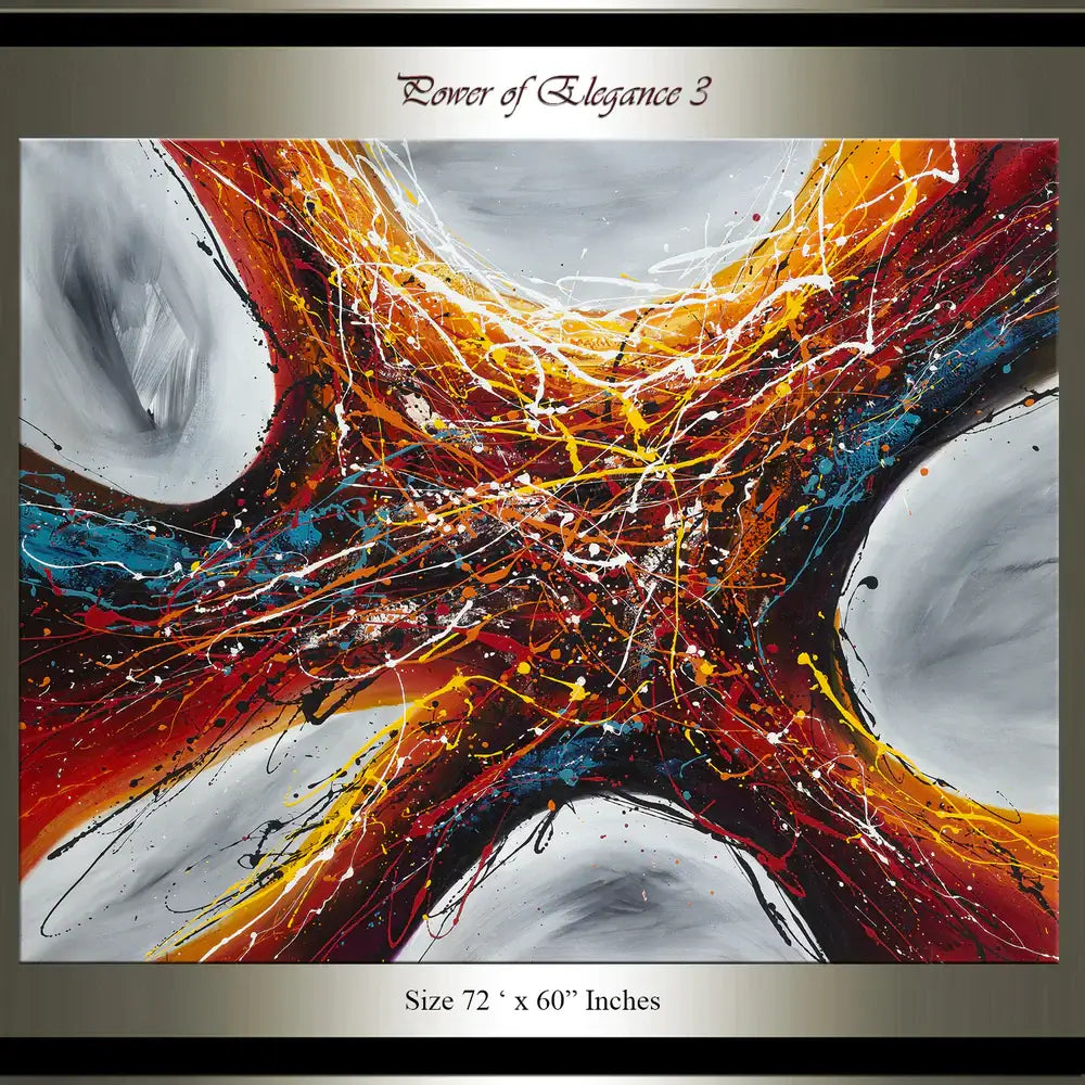 Fathers Day Gifts Wall Art Jackson Pollock Style Artwork Paintings Home Decor - Power of Elegance 3