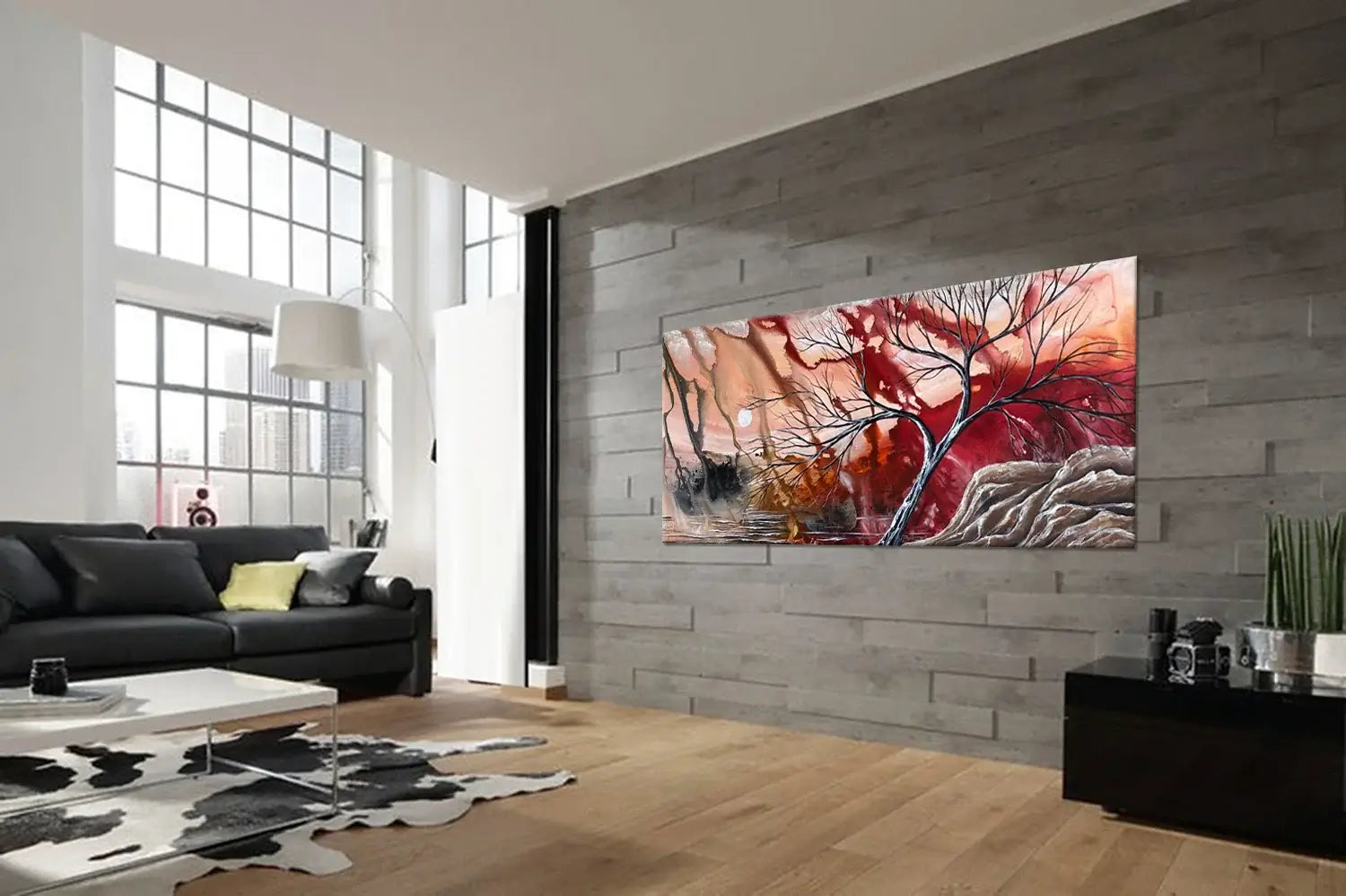 Red Abstract Landscape – Modern Abstract Red Wall Art on Canvas