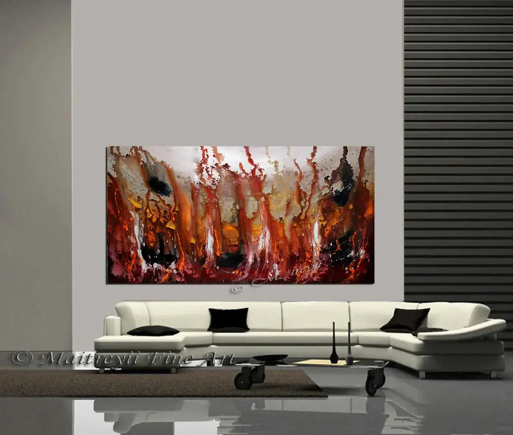 Abstract Paintings Modern Art displayed above a modern sofa in a stylish living room decor.