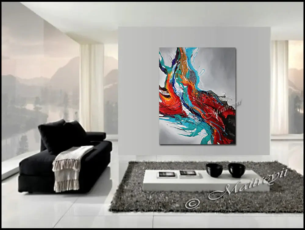 Large Abstract Paintings Red Modern Original Contemporary Art For Sale Oversize Luxury Style Handmade