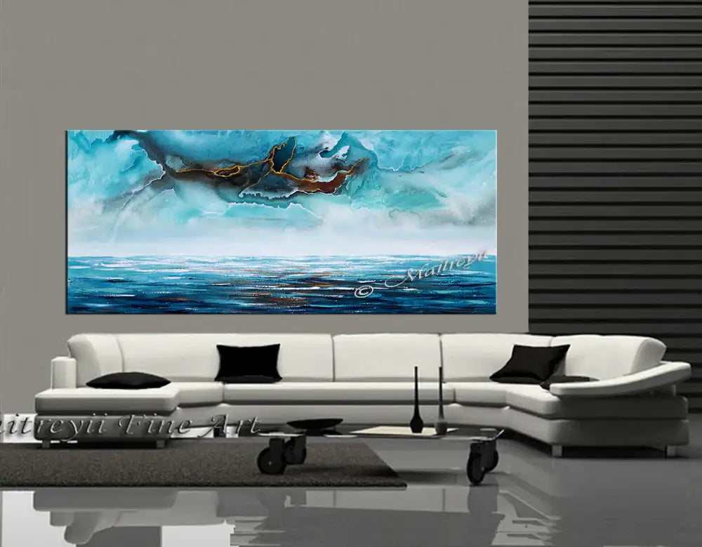 Abstract Modern Art Oil Painting on Canvas Modern Wall Art Mystic Texture Painting - Seascape 16