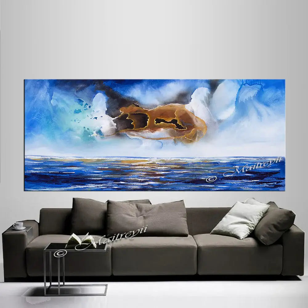 Abstract Modern Art Painting showcasing a seascape in vibrant colors, adding elegance to modern home décor.