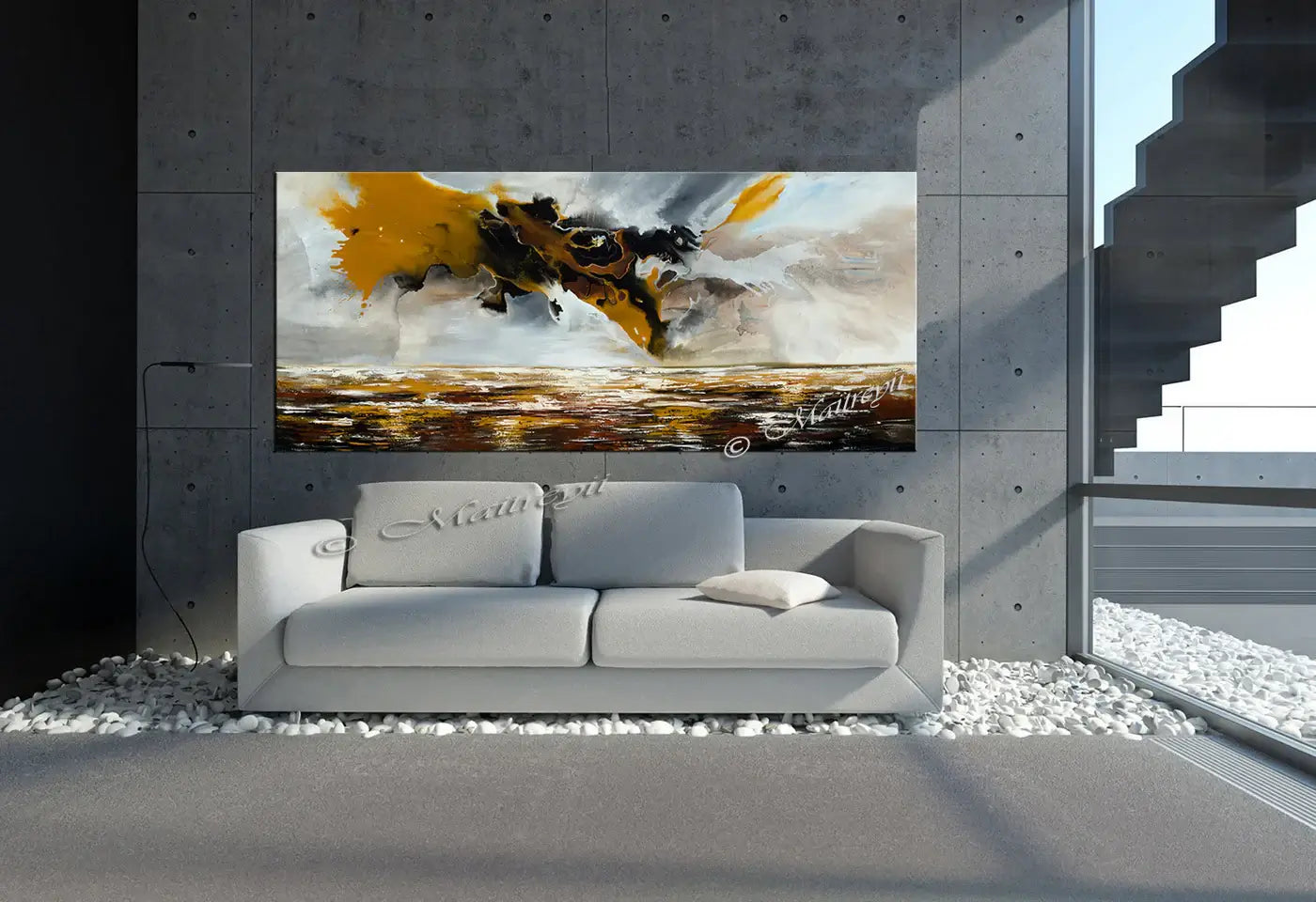 Original Modern Art Oil Painting For Sale - Amazing waterfall 10