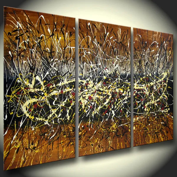 Jackson Pollock Style Abstract Wall Art – Large Painting on Canvas featuring vibrant colors and dynamic brush strokes.