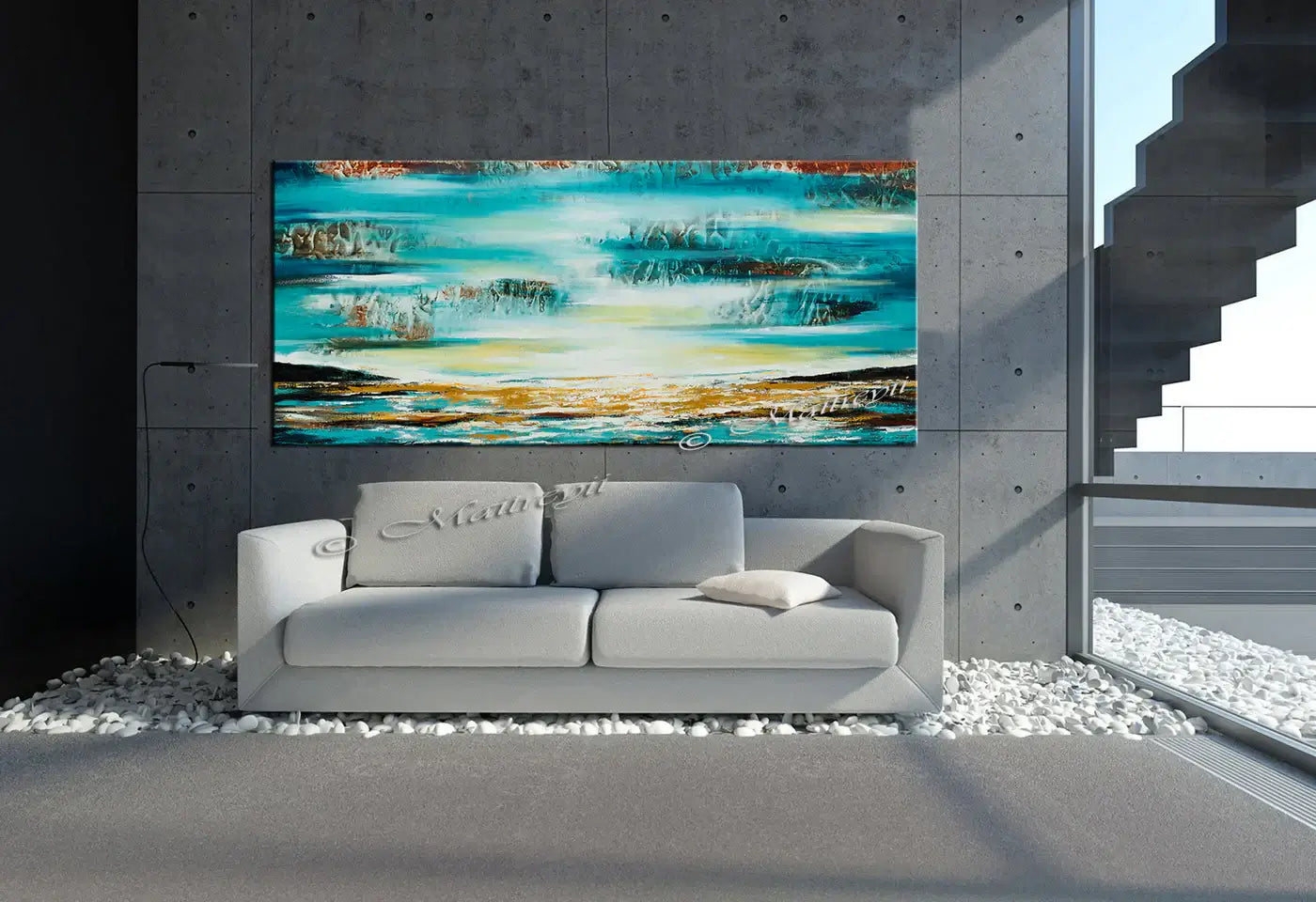 modern ocean art painting on canvas