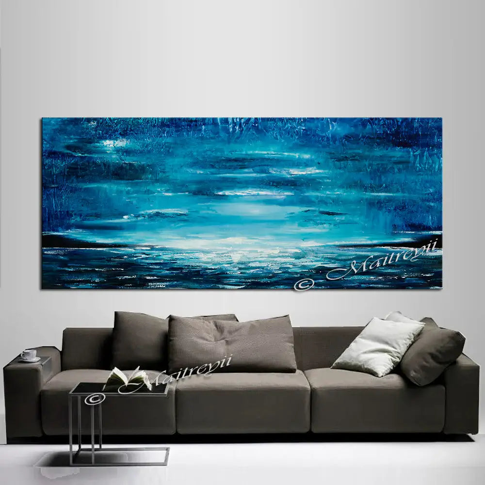 large ocean art oil painting blue abstract by maitreyii