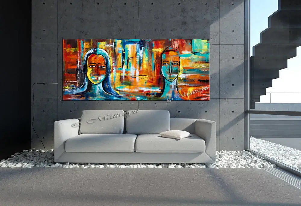 Large Modern Art Oil Painting on Canvas - Modern Wall Art Figurative Divine Love