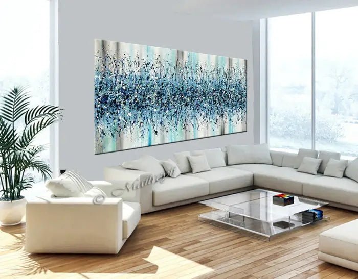 Painting Jackson Pollock Multiple Size Drip Style Abstract art on Canvas, Blue art large Wall Art - Beauty of Bridge 13