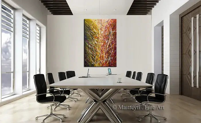 Abstract Modern Art Painting in a sleek conference room, adding vibrancy and creativity to the space.