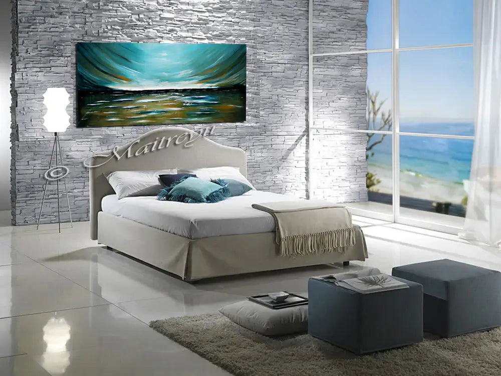 Teal Morning Modern Abstract Art on Canvas Wall Art Original Paintings For Sale
