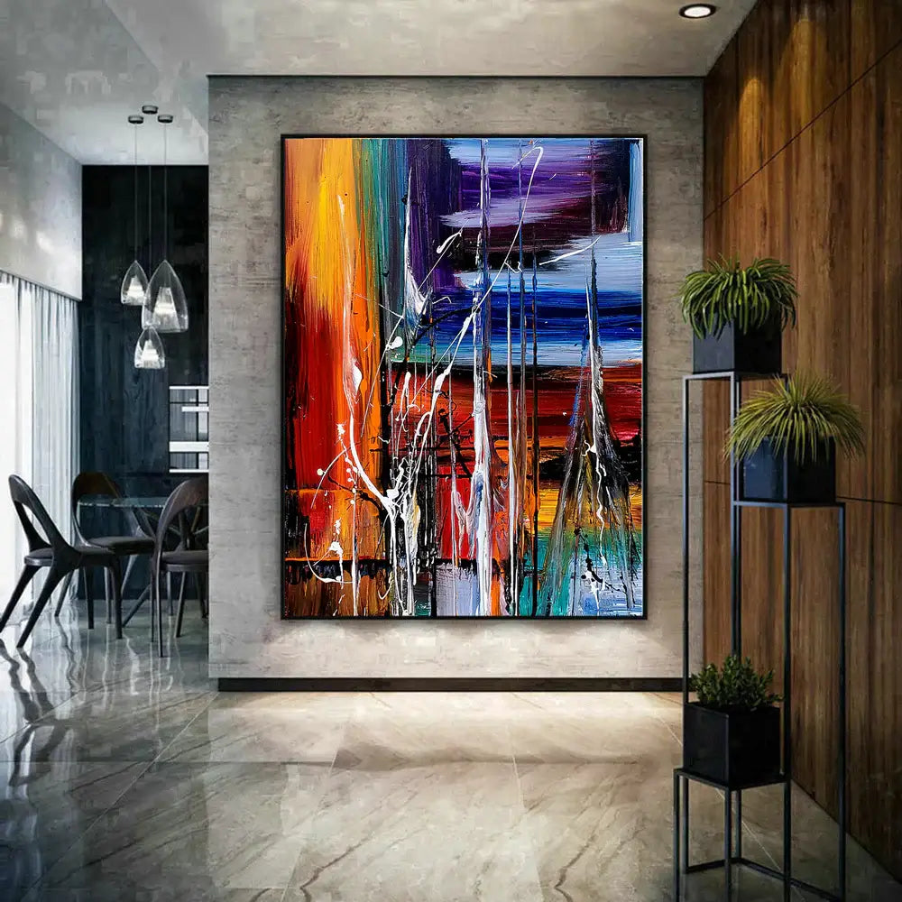 Wall Art Paintings For Sale Original Artwork On Canvas, Vertical painting Red Interior Decor - Unreal Beauty 12
