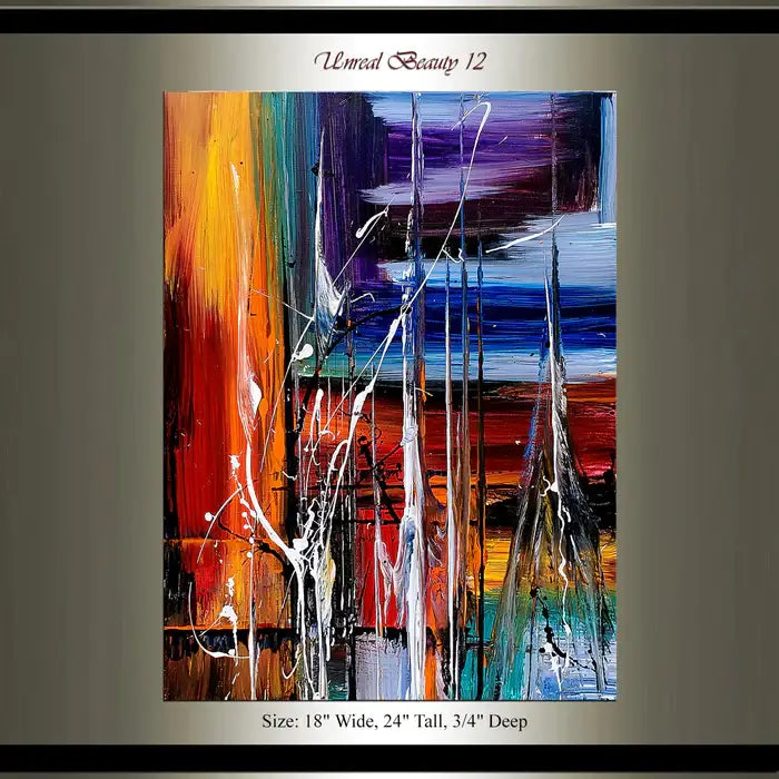 Wall Art Paintings For Sale Original Artwork On Canvas, Vertical painting Red Interior Decor - Unreal Beauty 12