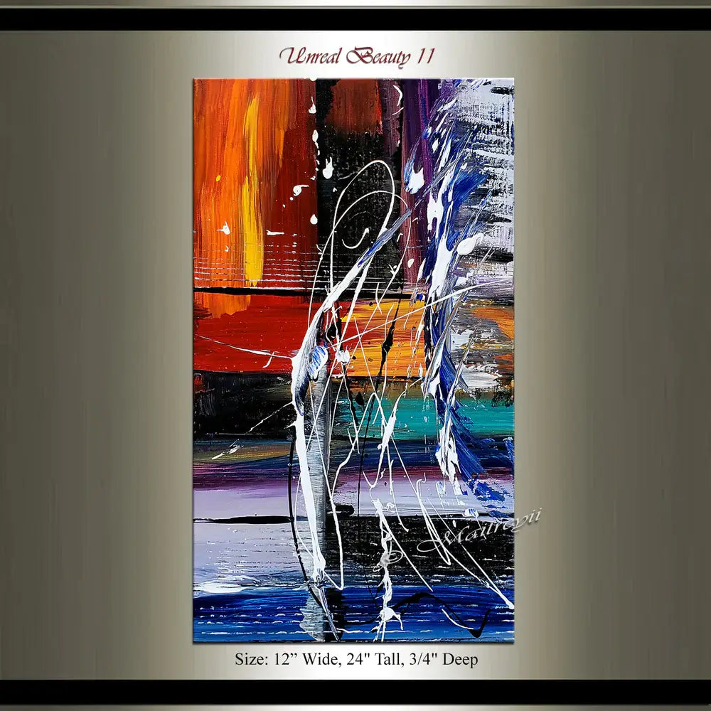 Multicolored Painting On Canvas titled Unreal Beauty #11, vibrant abstract artwork featuring dynamic hues and textures.