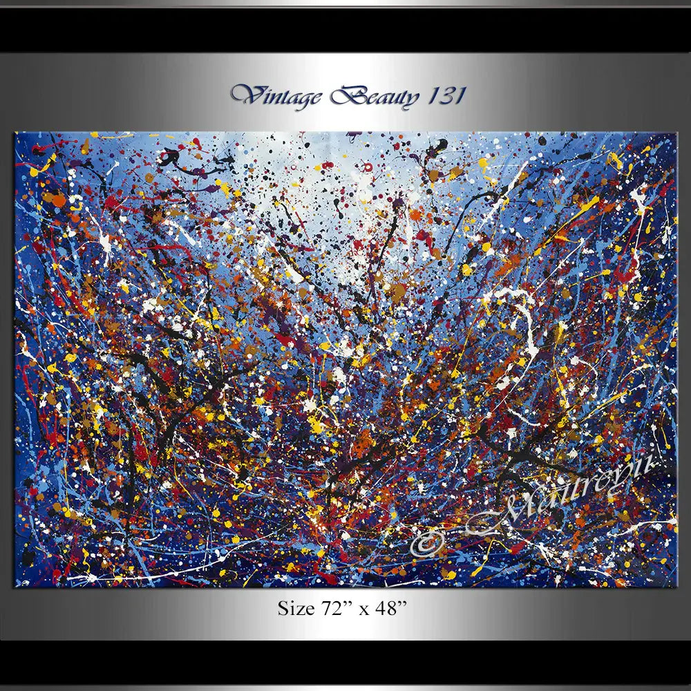 Painting Jackson Pollock Art by Maitreyii, vibrant abstract drip painting with dynamic colors, Vintage Beauty 131.
