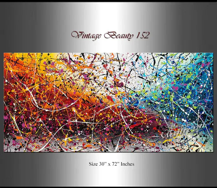 Painting Jackson Pollock Multiple Size, abstract drip art featuring vibrant colors, handmade by Maitreyii, Vintage Beauty 152.