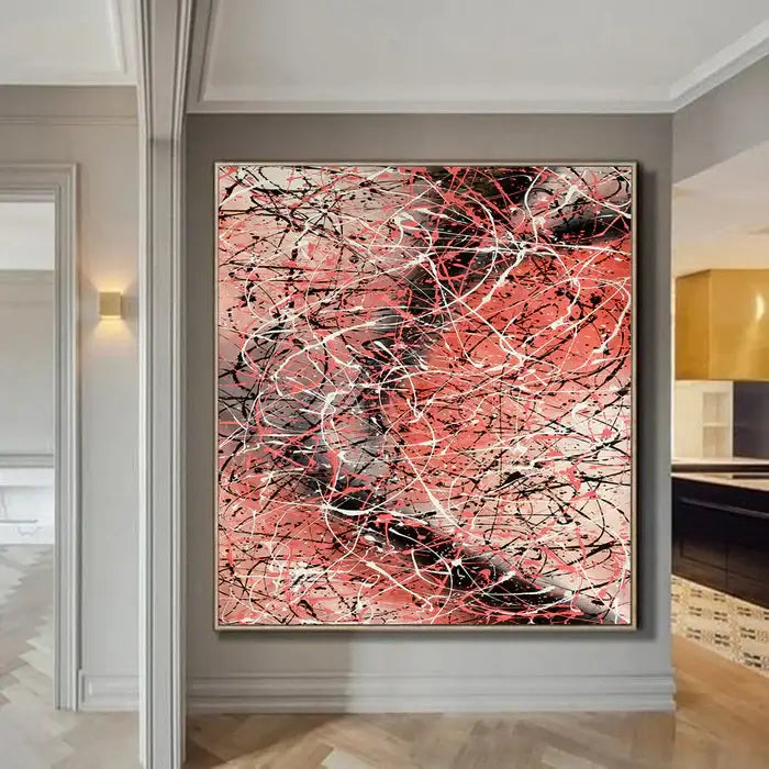 Jackson Pollock Painting | Handmade Abstract Drip | Vintage Beauty 154 displayed in a modern interior setting.