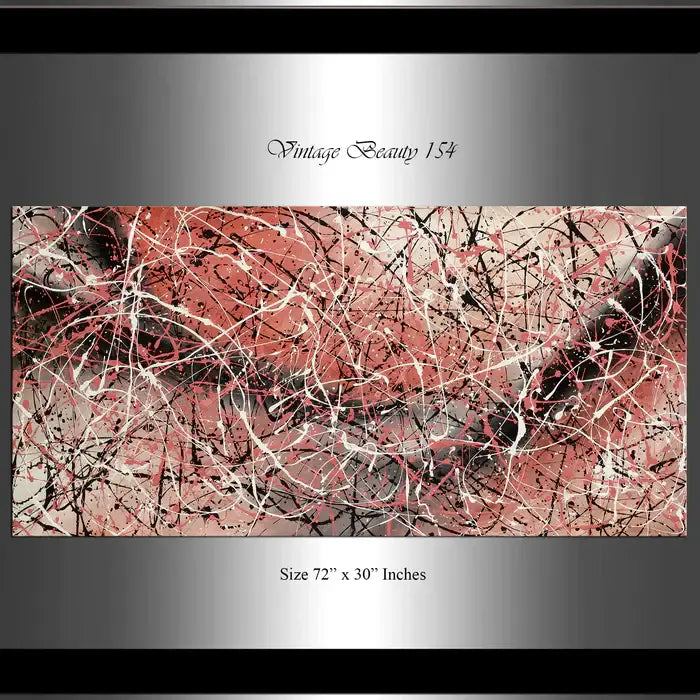 Jackson Pollock Painting | Handmade Abstract Drip - Vintage Beauty 154, size 72" x 30" inches.