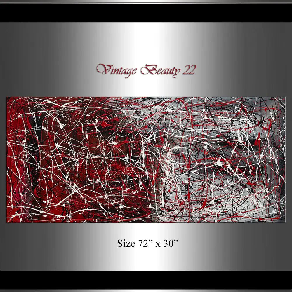 Red Wall Art Home Decor Painting extra large abstract art Modern Homes - Vintage Beauty 22