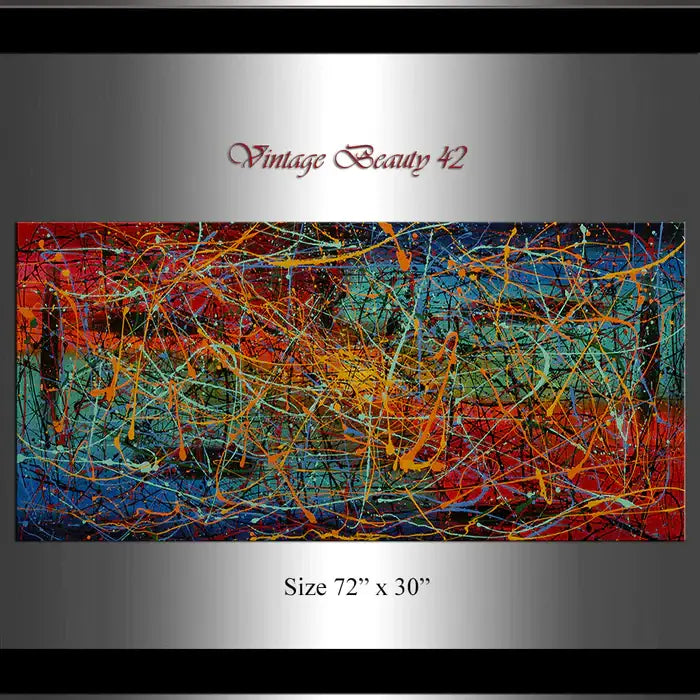 Abstract Expressionist Painting – Hand-Painted Art - Vintage Beauty 42, a bold and colorful artwork showcasing movement and texture.