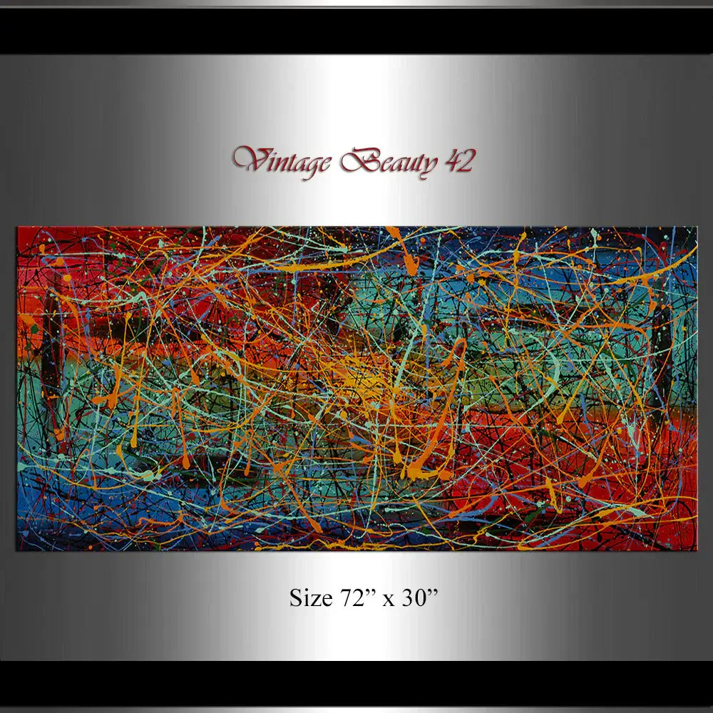 Pollock Style Wall Art – Original Abstract Drip Painting on Canvas