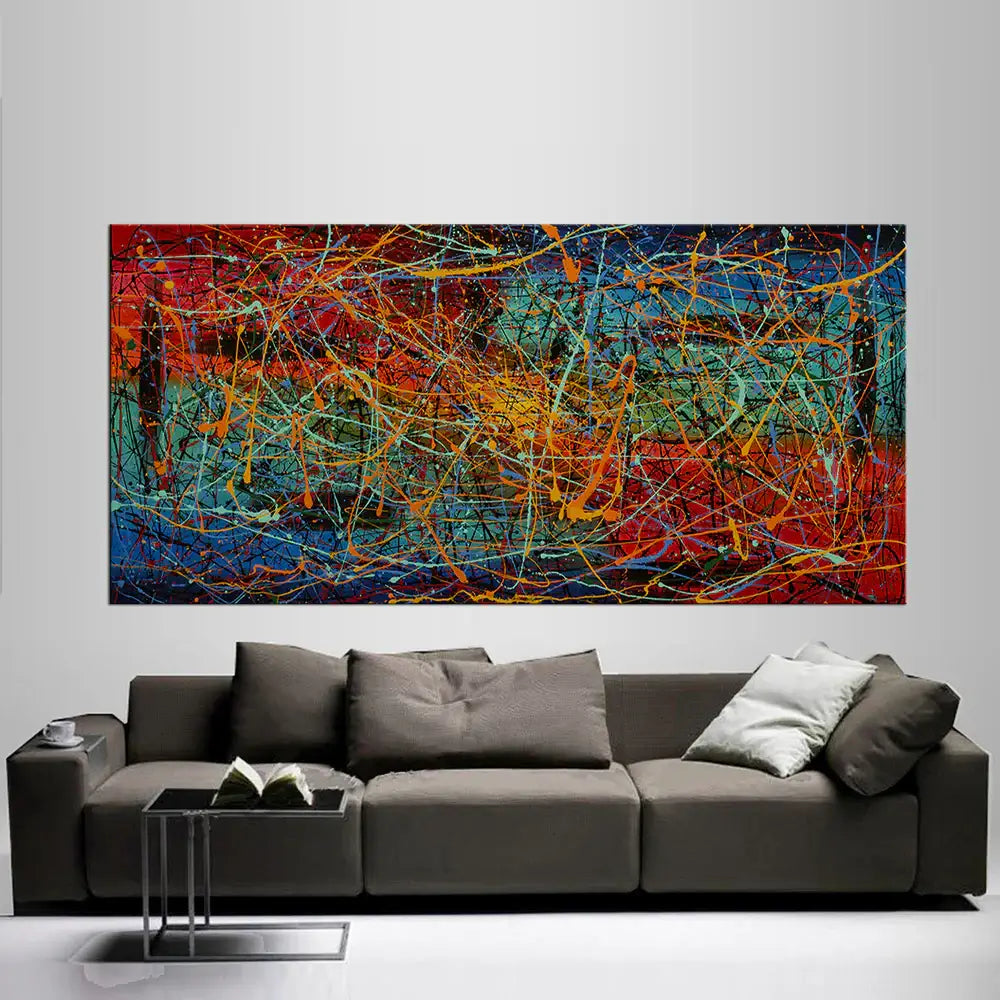 Pollock Style Wall Art – Original Abstract Drip Painting on Canvas