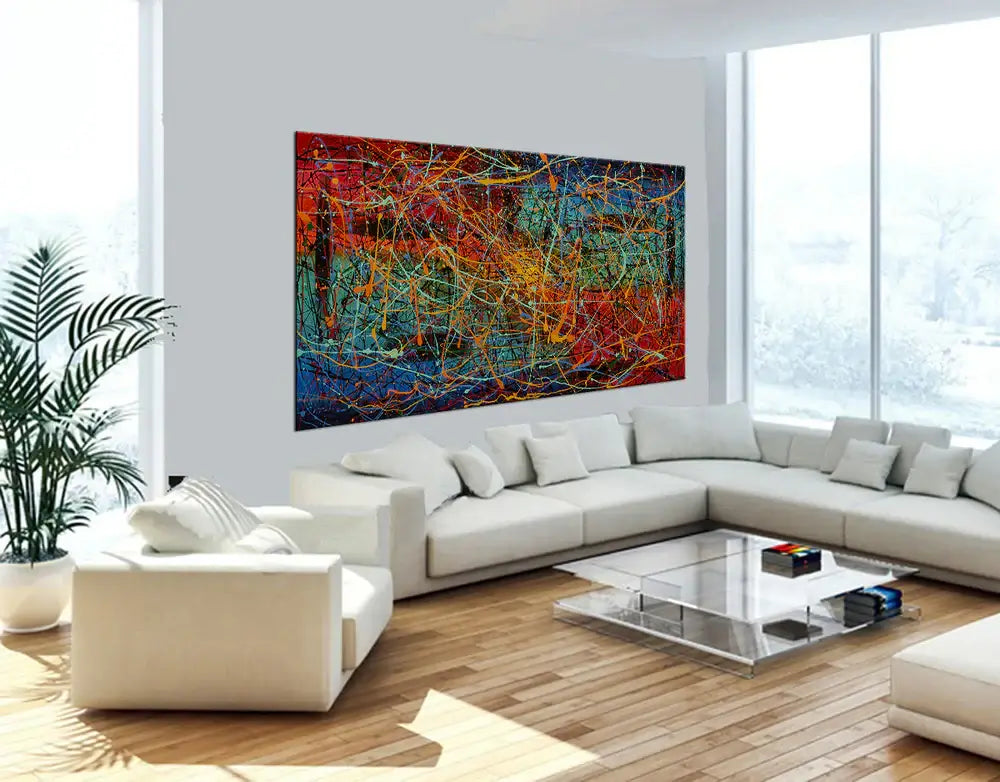 Pollock Style Wall Art – Original Abstract Drip Painting on Canvas