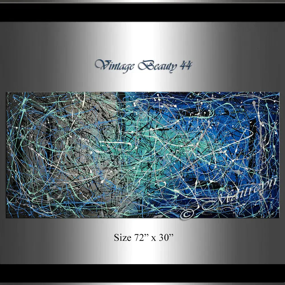Jackson Pollock Style | Abstract canvas wall art 'Vintage Beauty 44' with dynamic drips and layered textures.